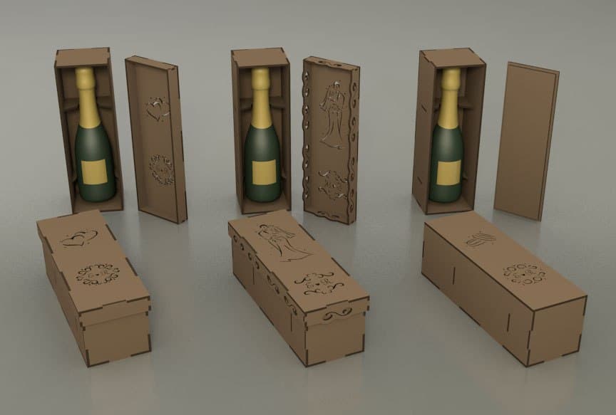 Wedding Champagne Wine Box Laser Cut Vector File