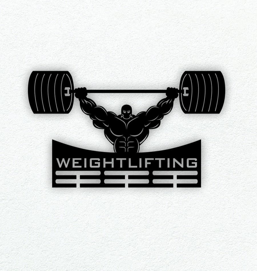 Weightlifting Medal Hanger Laser Cut DXF Vector Template