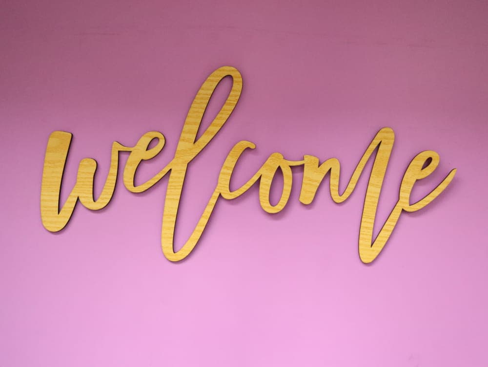 Welcome Cursive Script Wall Sign Laser Cut Vector File