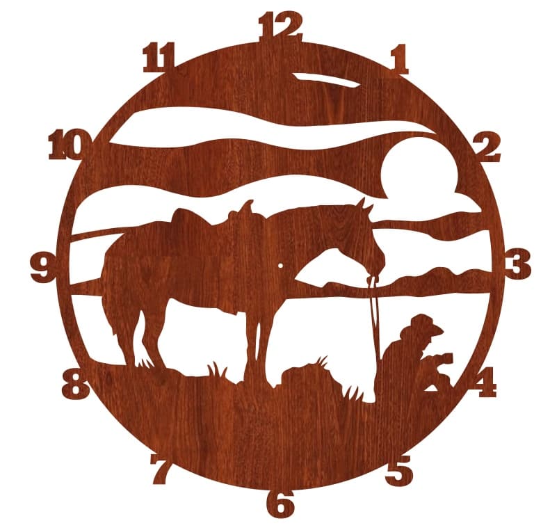 Western Cowboy and Horse Wall Clock Vector Design