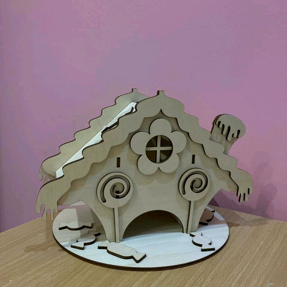 Whimsical Gingerbread House Laser Cut File Vector