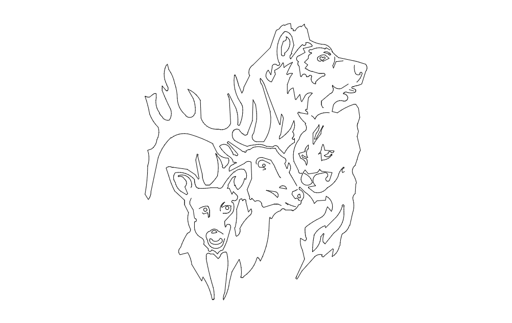 Wild Animals Wildlife Scene Vector File for Laser Cutting DXF