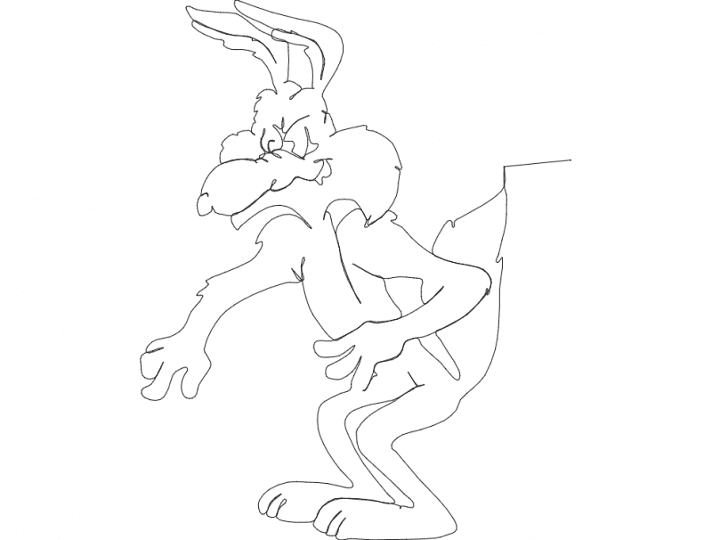 Wile E. Coyote Line Art Vector for Laser Cutting DXF