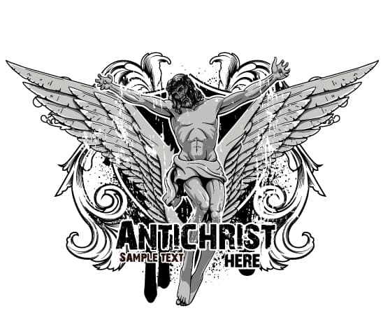 Winged Jesus Gothic Illustration Vector File for Laser Cutting