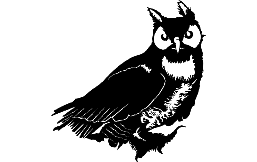 Wise Owl Silhouette Vector Design for Laser Cutting DXF