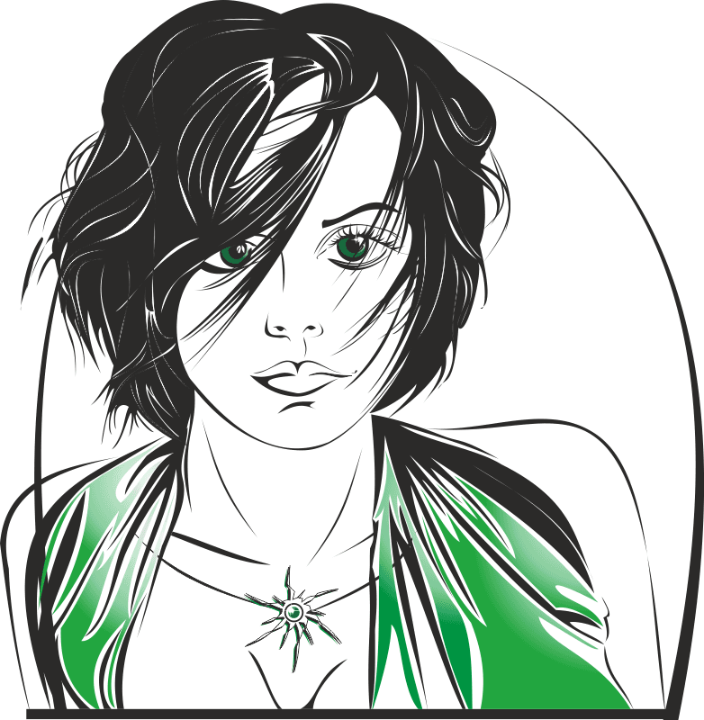 Woman Portrait Line Art Vector Illustration for Laser Cutting