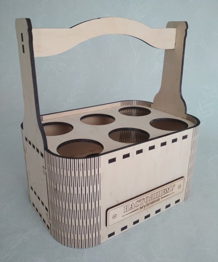 Wooden 6-Pack Beer Caddy Laser Cut Vector File