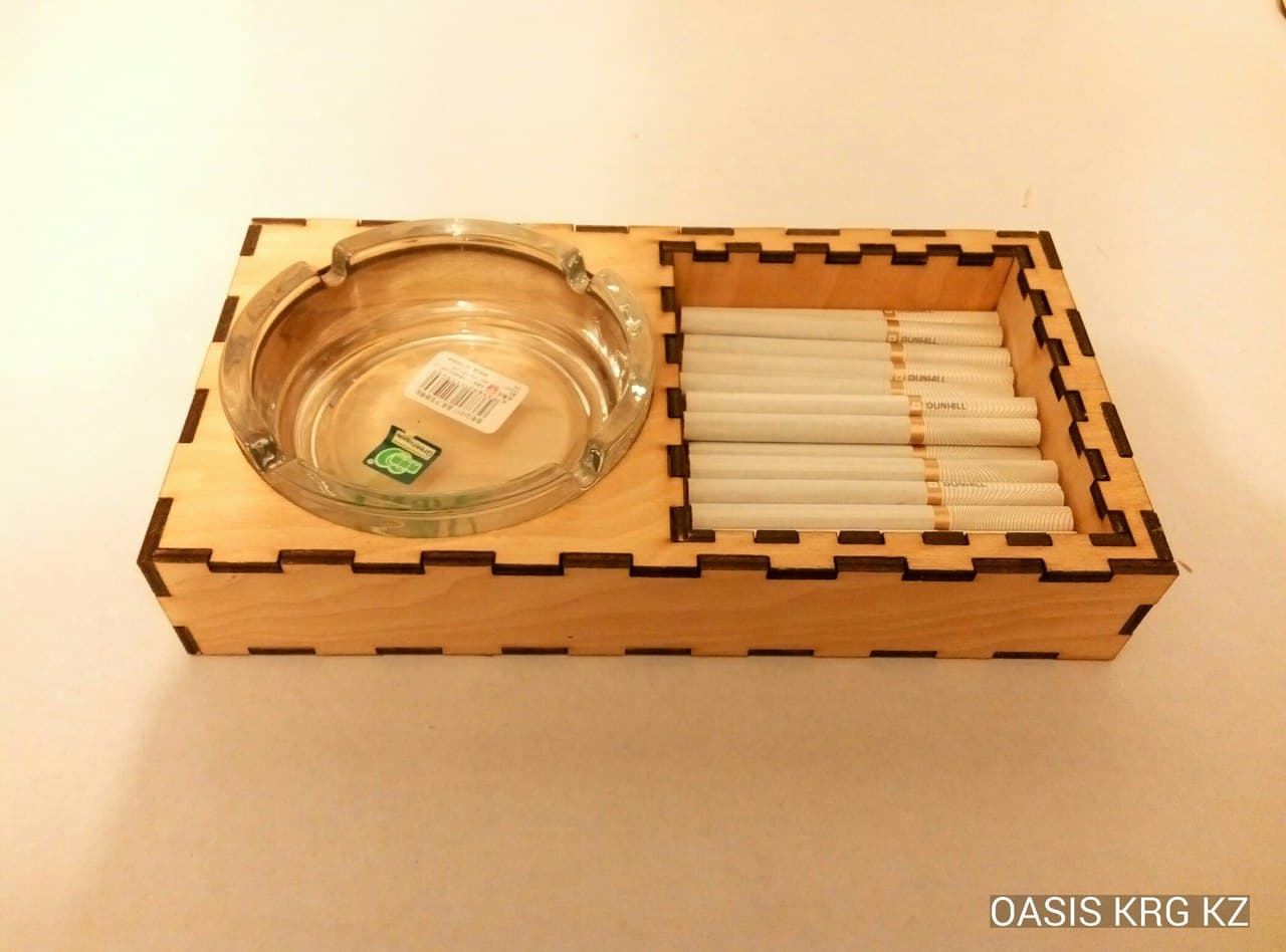 Wooden Ashtray and Cigarette Holder Box DXF Vector File