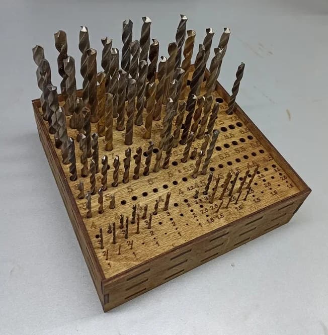 Wooden Drill Bit Organizer Stand DXF Vector File for Laser Cut