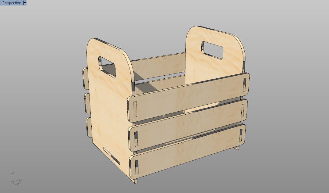 Wooden Storage Crate Vector for Laser Cutting - Free DXF File