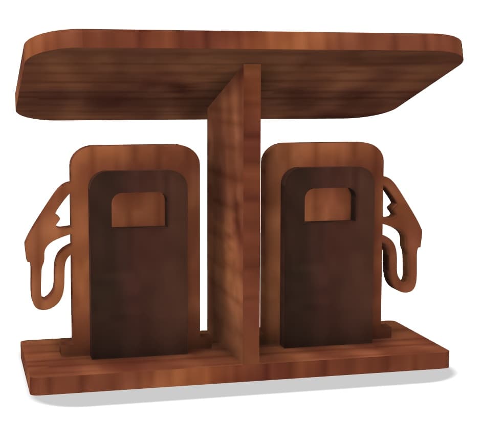 Wooden Toy Gas Station Laser Cut Project Vector File