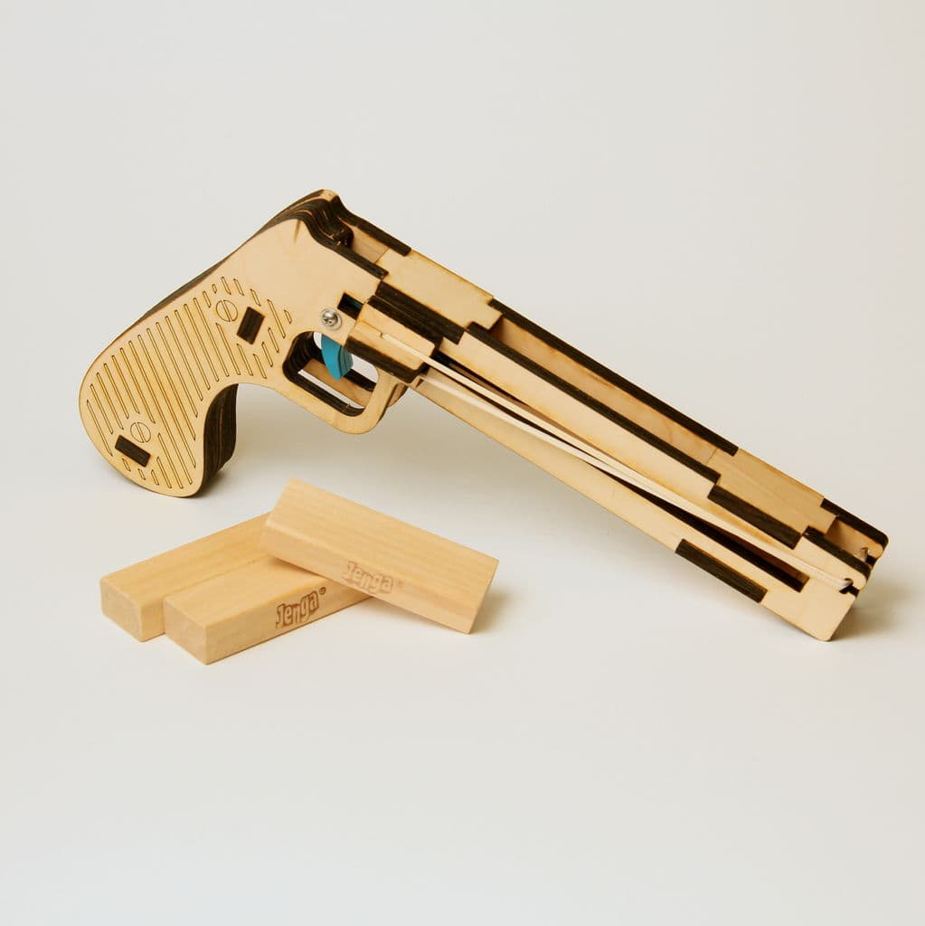 Wooden Toy Pistol for Jenga Blocks Laser Cut DXF File