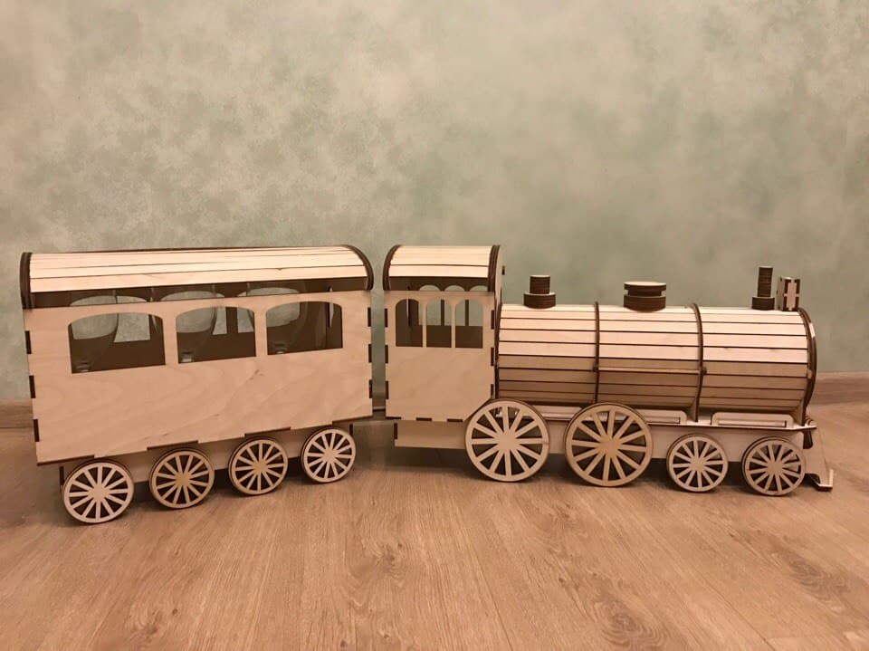 Wooden Train Wine Glass Holder Laser Cut Vector File