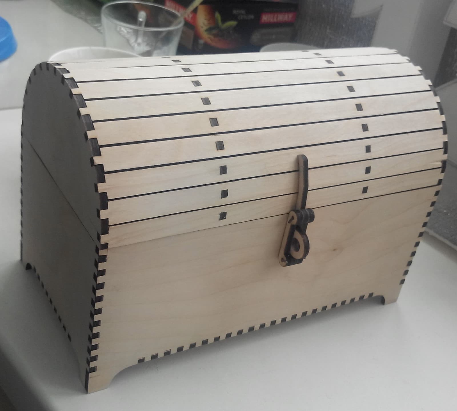 Wooden Treasure Chest 3D Puzzle Laser Cut Vector File