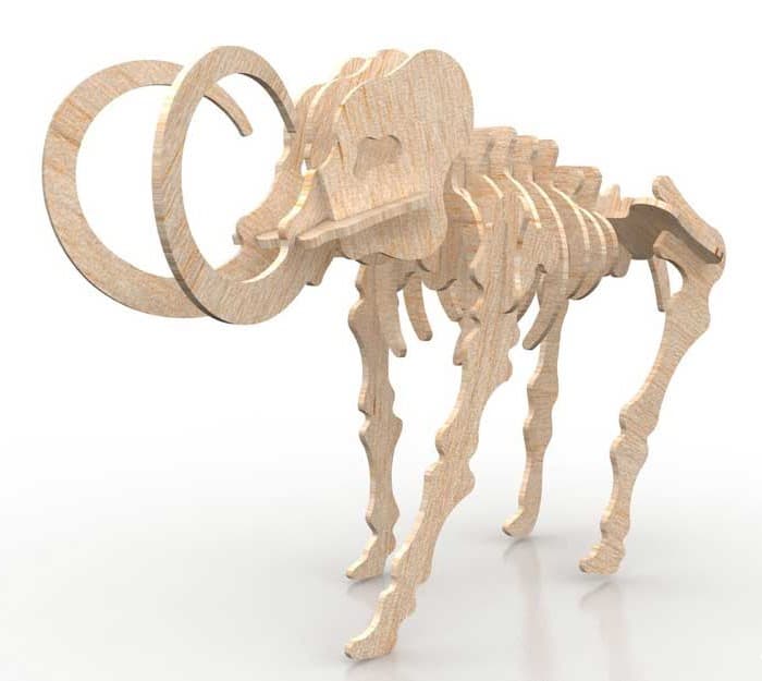 Woolly Mammoth 3D Puzzle Laser Cut Vector DXF File