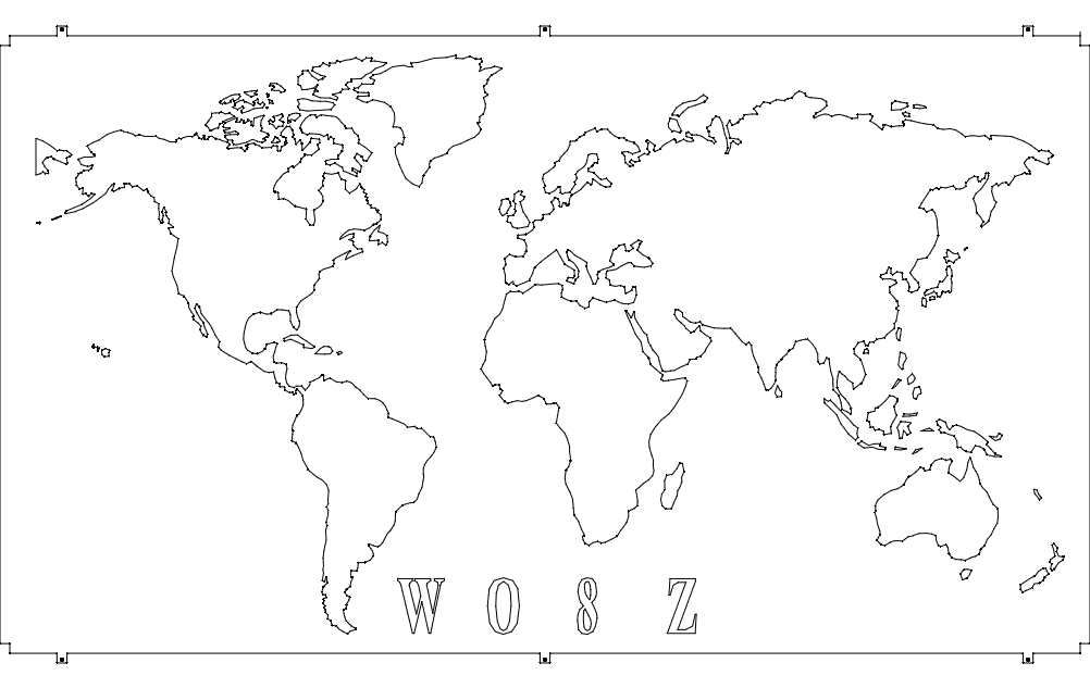 World Map Outline Vector File for Laser Cutting DXF