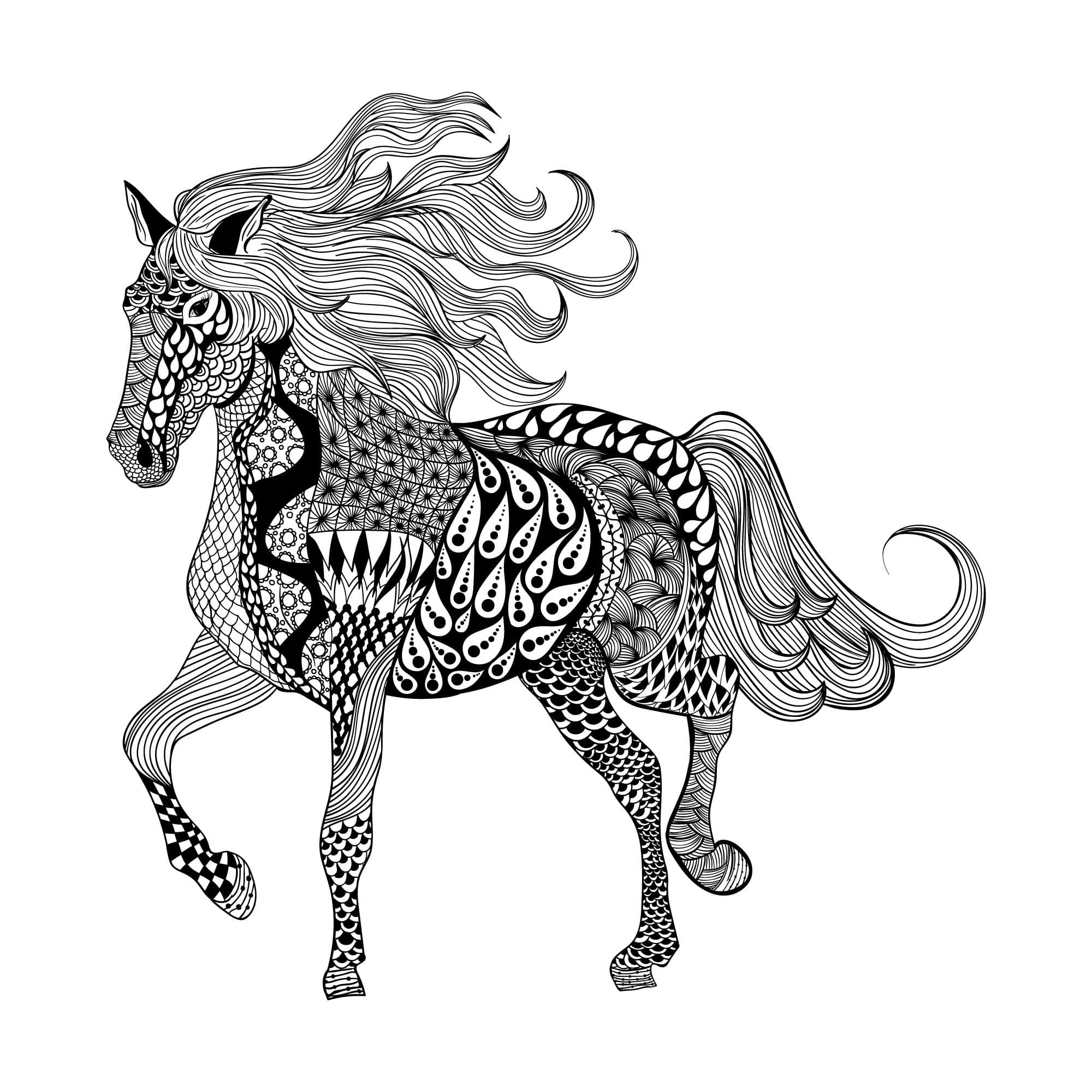 Zentangle Horse Vector Illustration for Laser Cutting