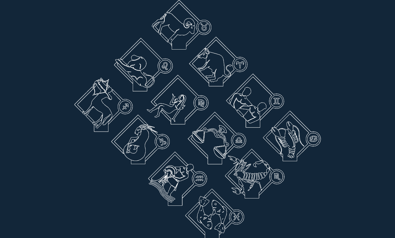 Zodiac Signs Horoscope 3D Lamp DXF Vector File