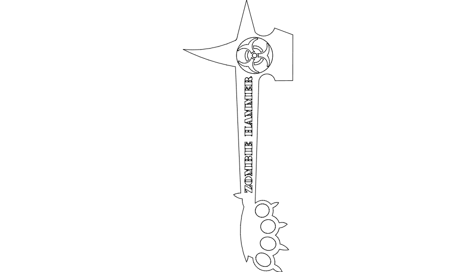 Zombie Hammer Axe Vector Design for Laser Cutting DXF
